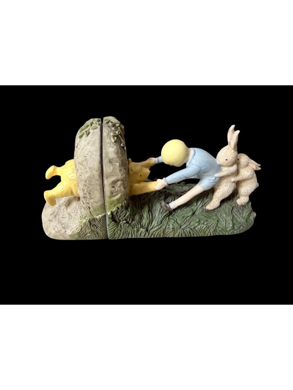 Vtg 90s Winnie The Pooh Stuck in Rabbit Hole Bookends Classic Charpente Read